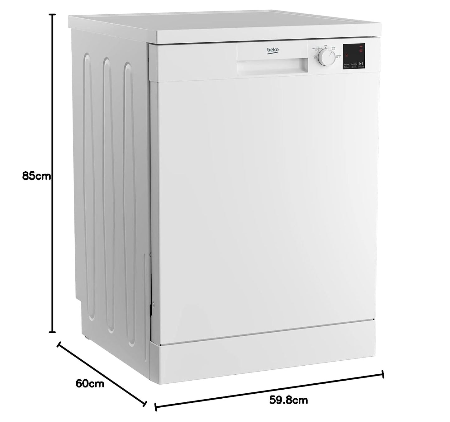 Freestanding Dishwasher 13 Place Settings 49dB Mini 30 Programme LED Display White
