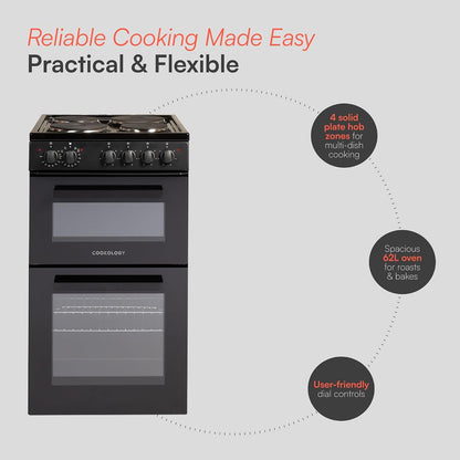 Electric Twin Cavity Cooker 93L 4 Zone Solid Plate Hob Black