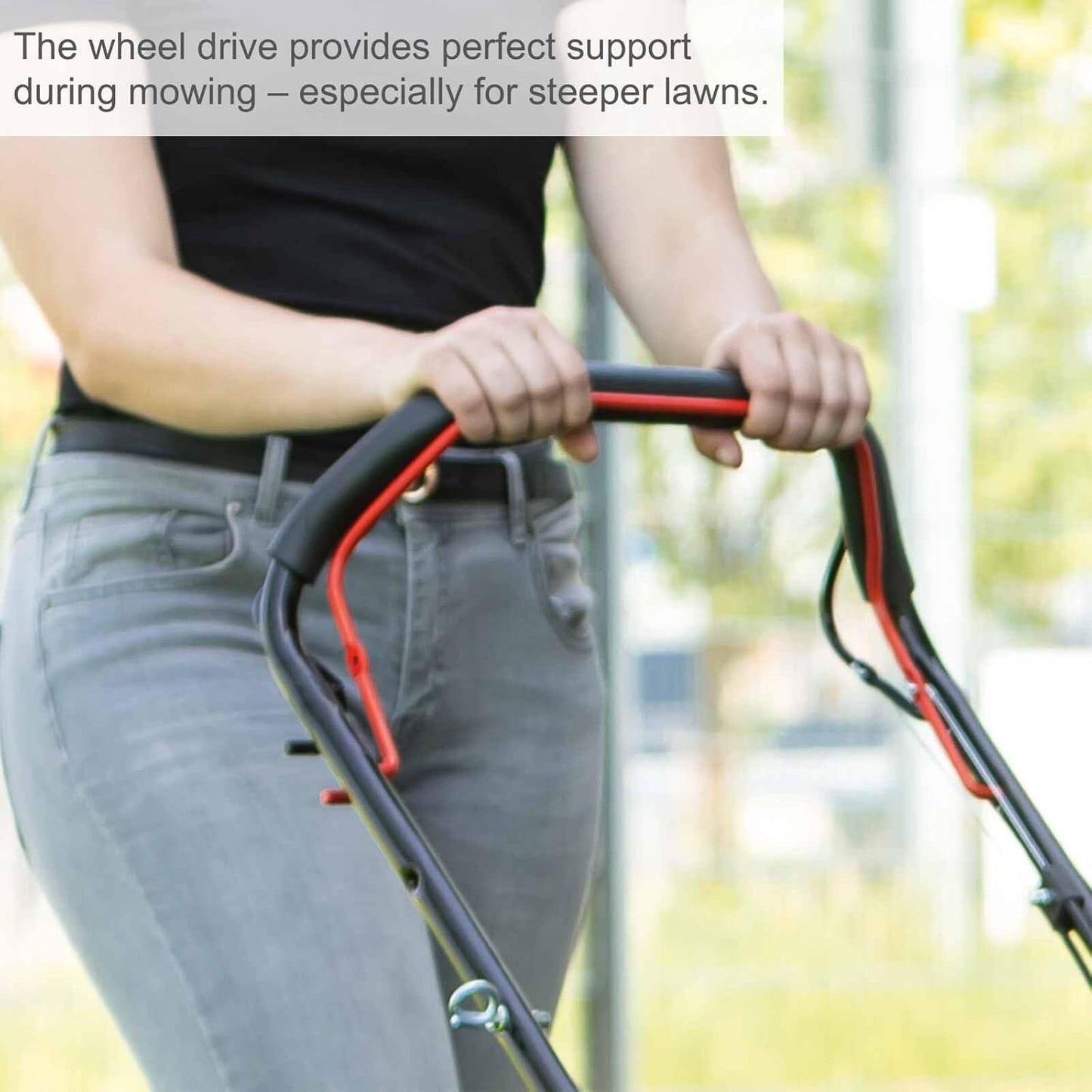 Self-Propelled Petrol Lawn Mower 42cm 131cc 45L Grass Box Red Black
