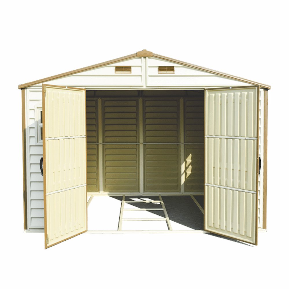 Plastic Garden Storage Shed 10 X 8 Ft Beige Brown Hinged Doors