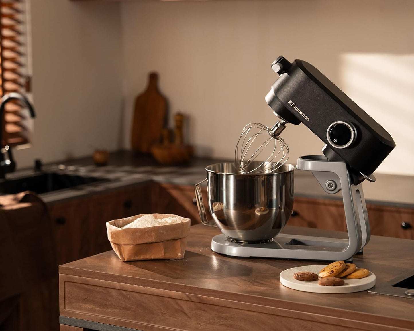 Stand Mixer 5L 8 Speeds Timer Stainless Steel Bowl Black