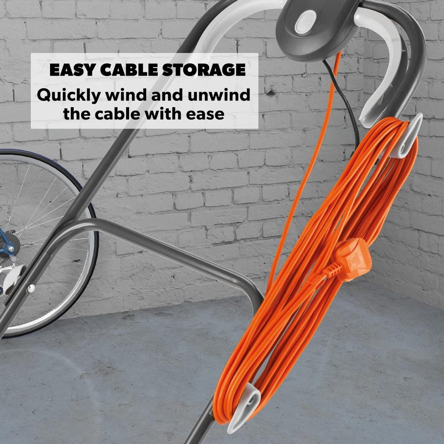 Hover Lawn Mower 25cm 1400W 15L Grass Box 4 Cutting Heights Orange Grey