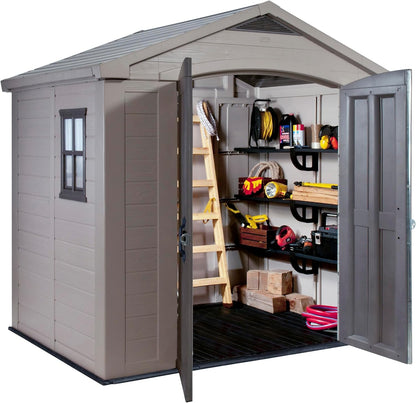 Resin Garden Storage Shed 8 X 6 Ft Brown Double Doors Lockable