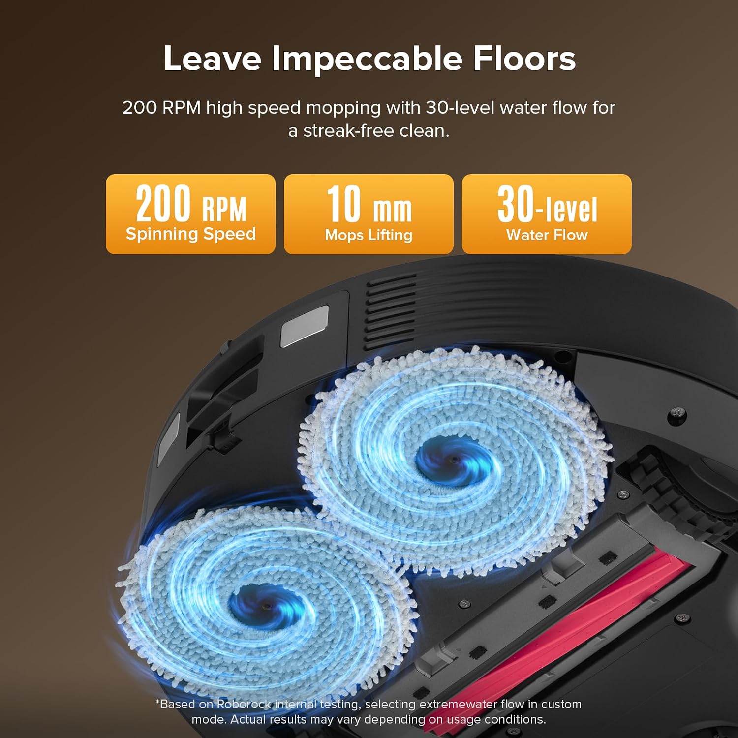 Robot Vacuum Cleaner With Mop 10000Pa Suction Dual Anti-Tangle Brushes Black
