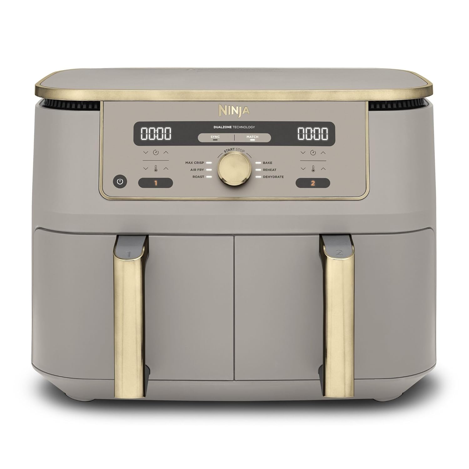 Dual Zone Digital Air Fryer 9.5L 6-in-1 Stone Gold