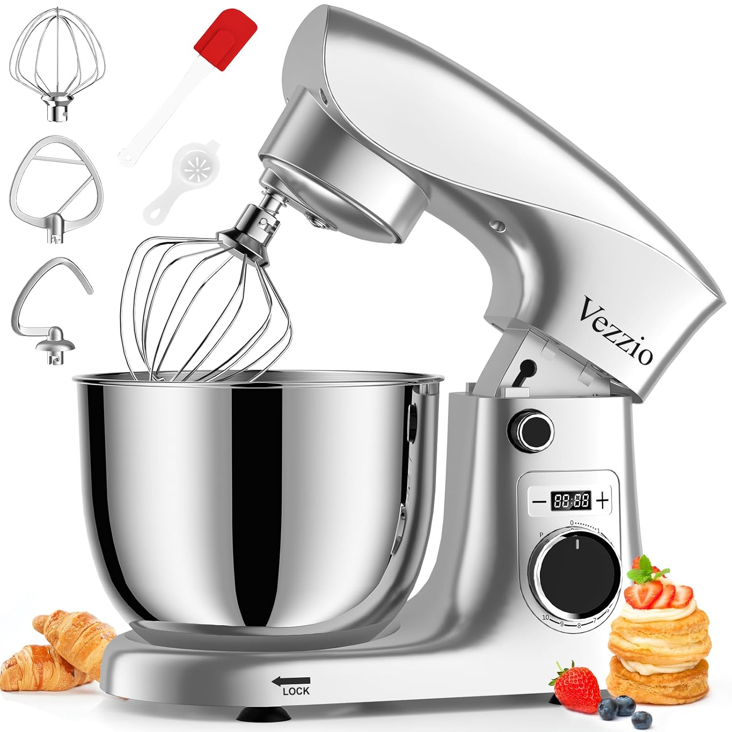 Stand Mixer 1500W 10 Speeds 5.5L Tilt-Head Greengray