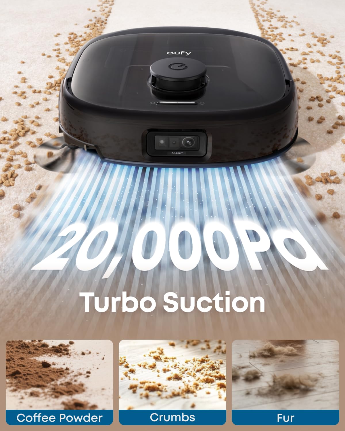 Robot Vacuum And Mop 20000Pa Suction Auto-Emptying Black