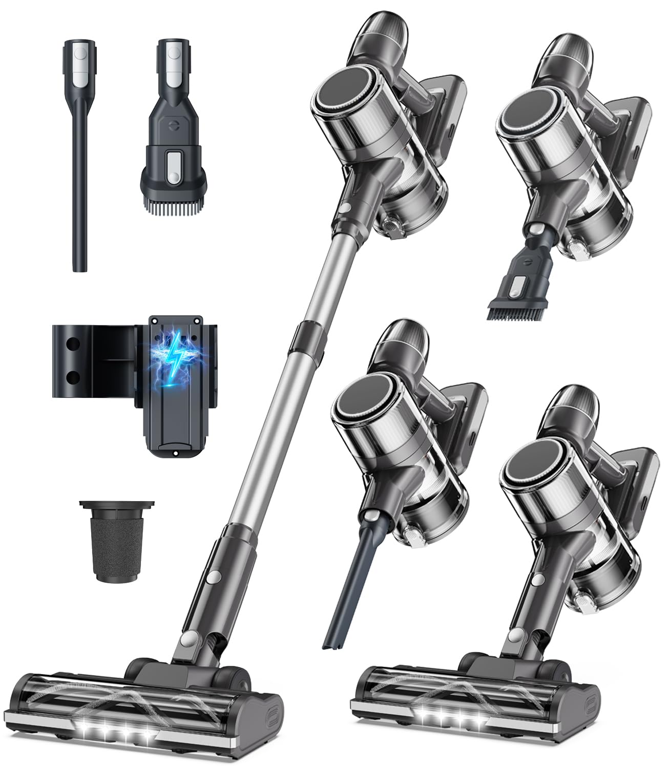 Stick Vacuum 350W 2500mAh 60 Min Runtime Anti-Tangle Grey