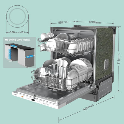 Built-In Dishwasher 12 Place Settings 8 Programs 47dB White