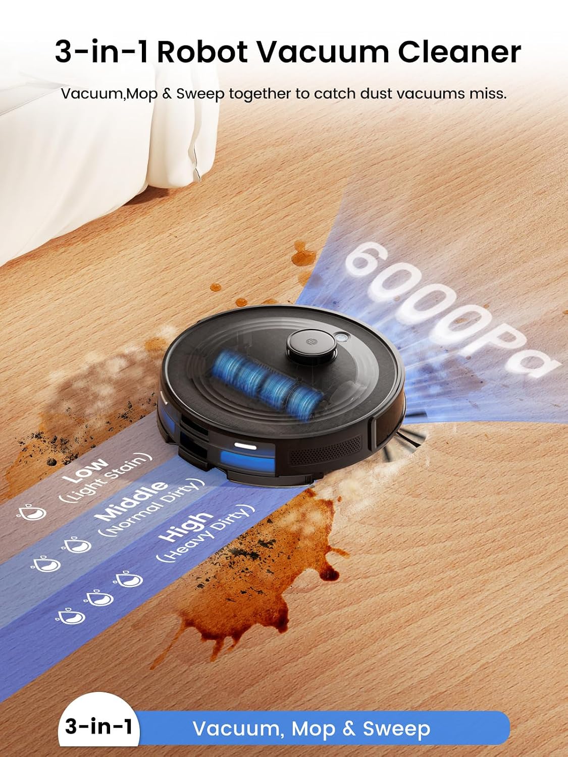 Robot Vacuum And Mop 6000Pa Self-Emptying LiDAR Navigation Black