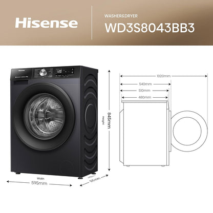 Freestanding Washer Dryer 8Kg Wash 5Kg Dry 1400Rpm Black