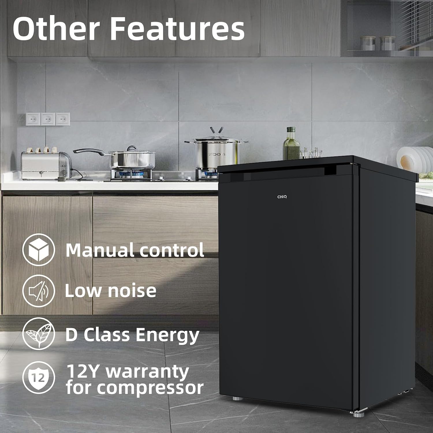 Upright Freezer 90L Reversible Door Adjustable Thermostat Black