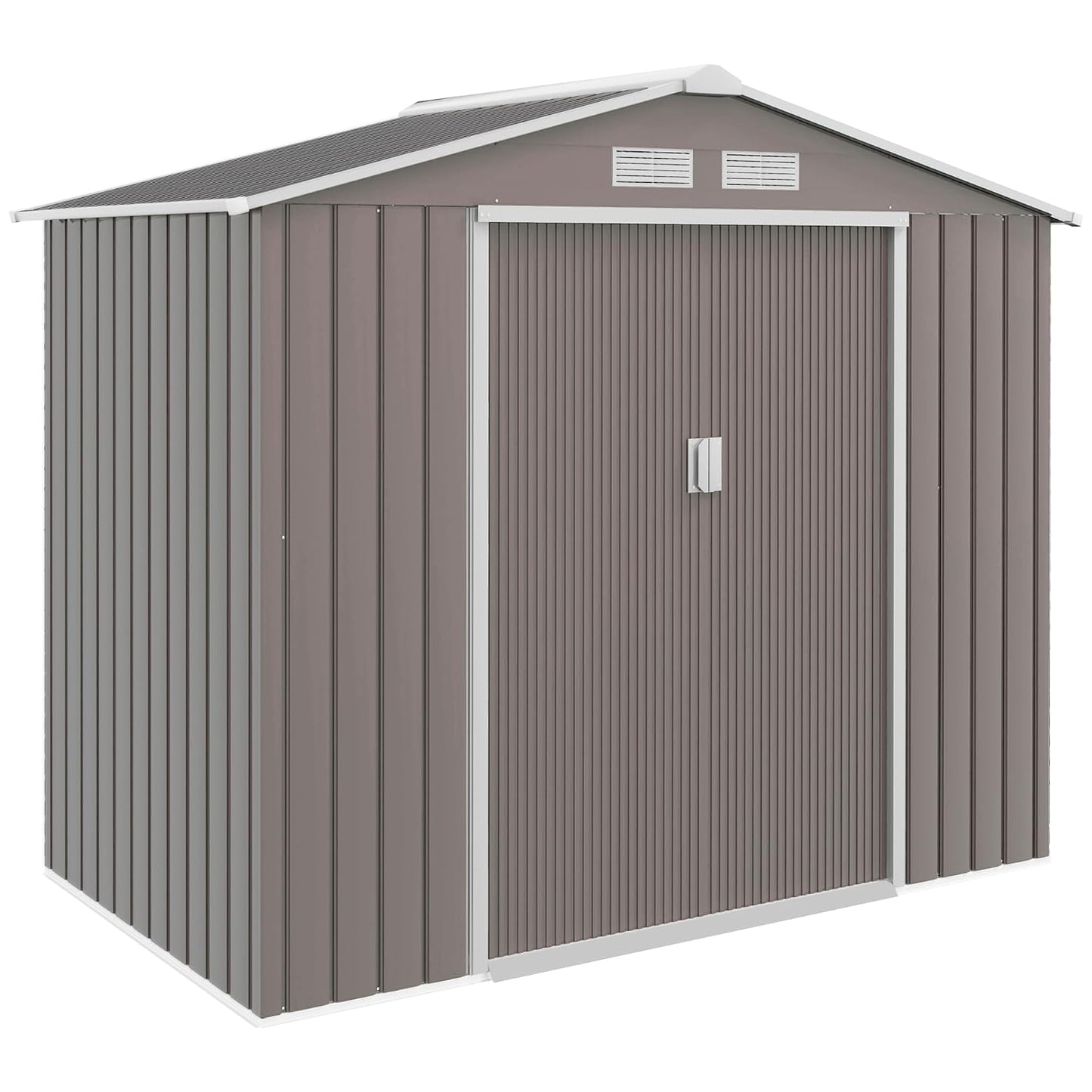 Metal Garden Shed 9 X 6 Ft Light Brown Steel Double Doors