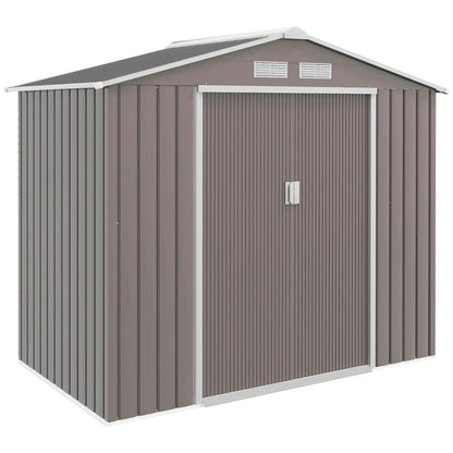 Metal Garden Shed 9 X 6 Ft Light Brown Steel Double Doors