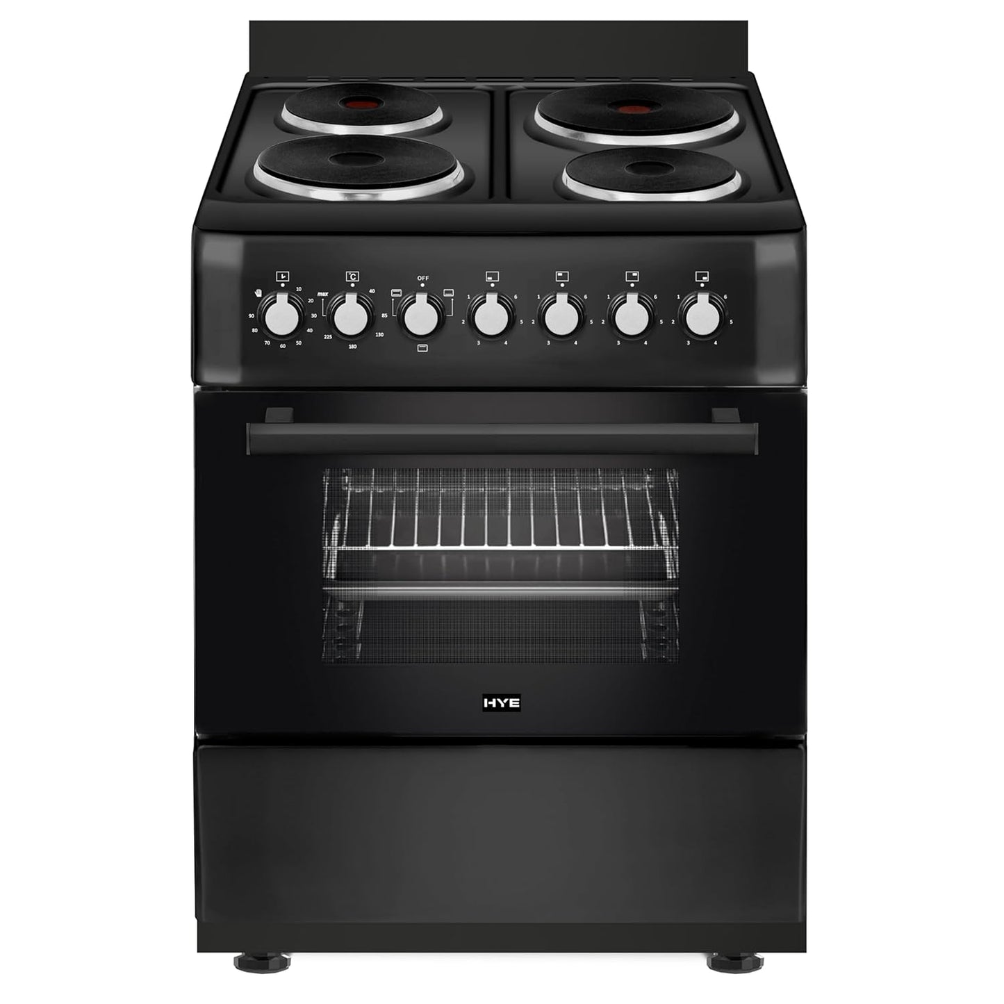 Electric Cooker 62L Oven 4 Hotplates Freestanding 60cm Matte Black