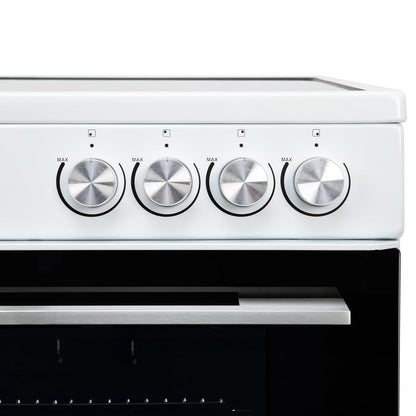 Freestanding Electric Cooker 68L Twin Cavity Ceramic Hob 4 Zones White