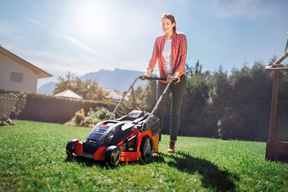 Cordless Lawn Mower 43cm 63L Grass Box 6 Heights Mulching 36V 2 Batteries 2 Chargers