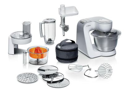 Stand Mixer 7 In 1 1000W 3.9L Bowl 7 Speeds White Silver