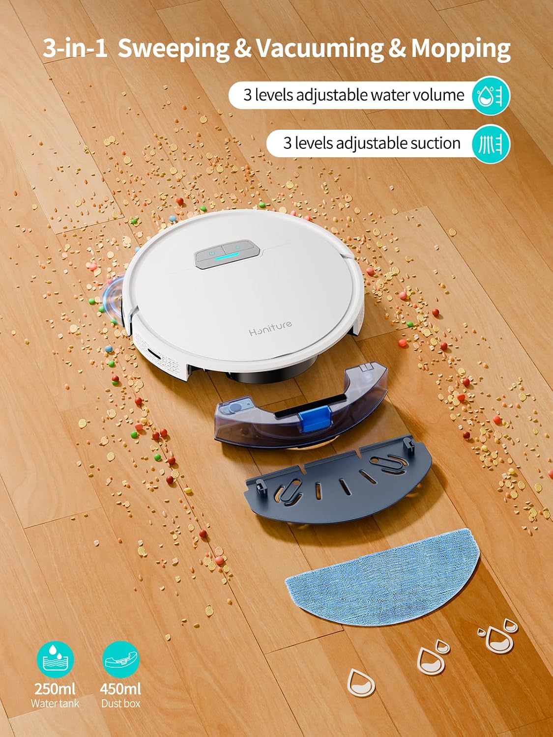 Robot Vacuum Cleaner 7000Pa LiDAR Navigation Auto-Empty White