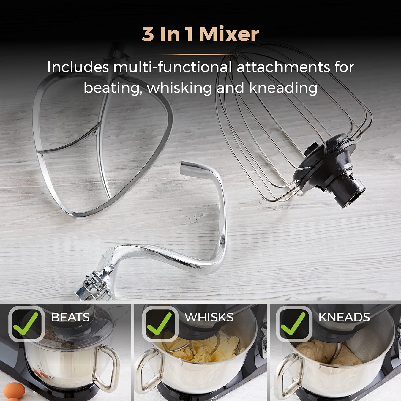 Stand Mixer 5L 6 Speeds Pulse Function 1000W Rose Gold