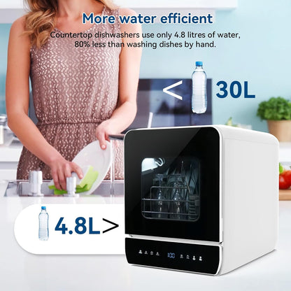 Portable Countertop Dishwasher 7 Programmes 4.8L Tank 3 Place Settings Black