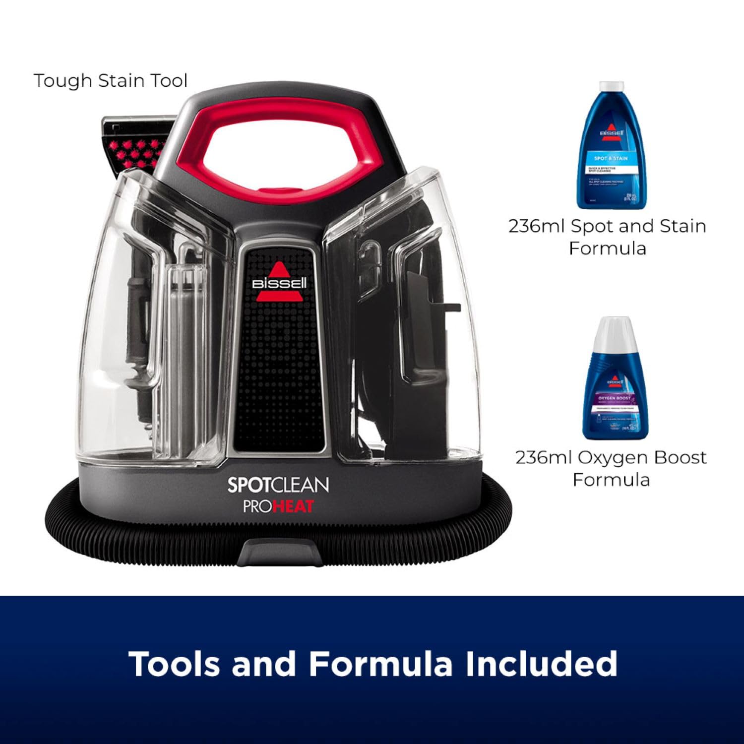 Portable Spot Cleaner 330W HeatWave Technology 1.5m Hose Titanium/Red