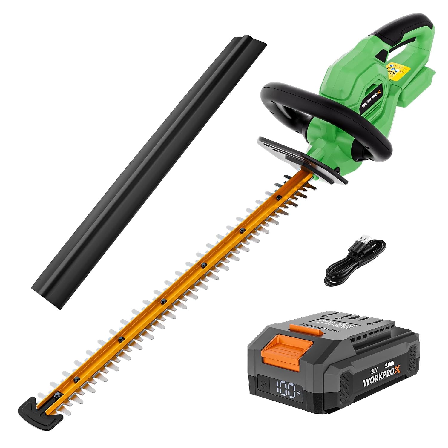 Cordless Hedge Trimmer 510mm 1200RPM 18mm Pruning Capacity Green