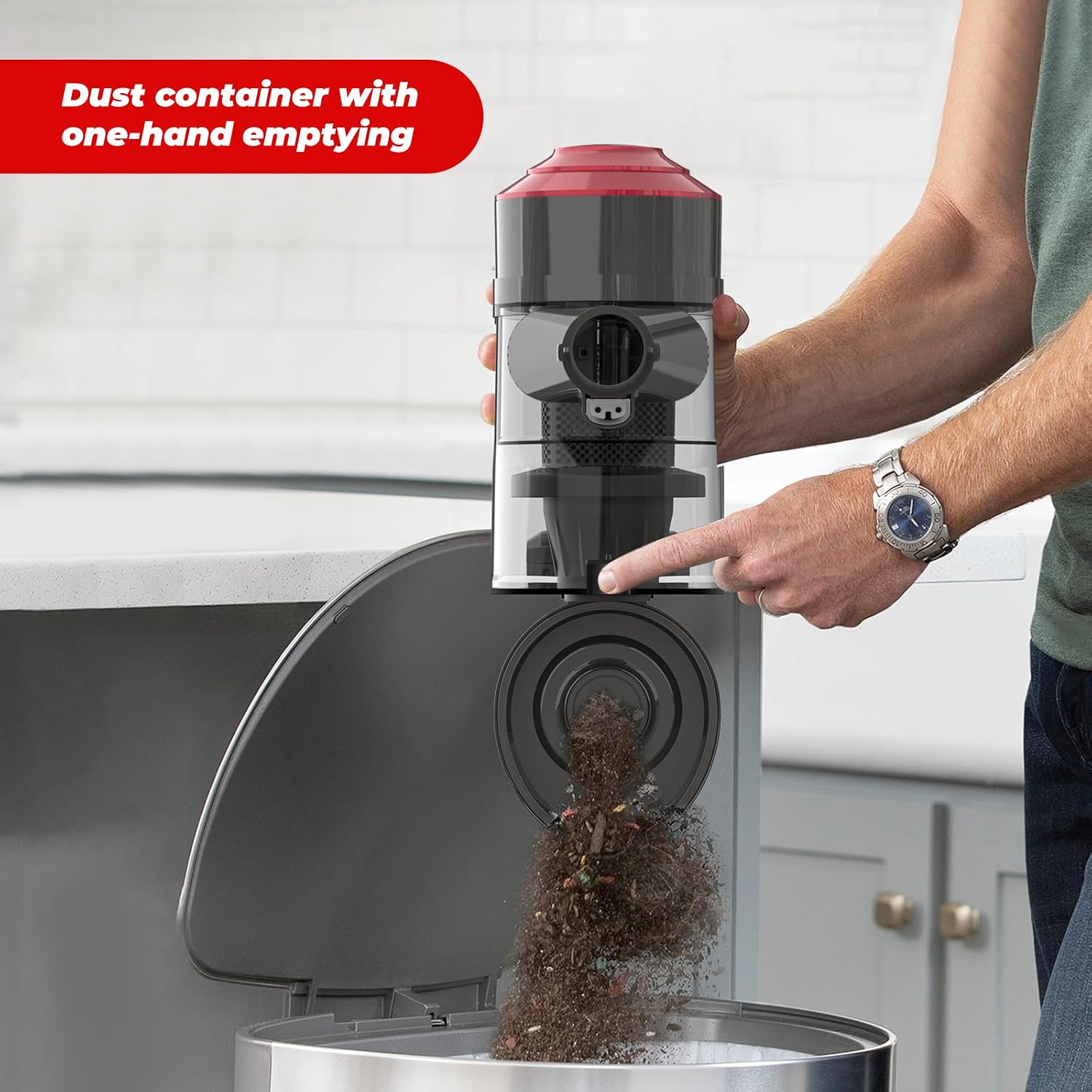 Cordless Stick Vacuum Cleaner 450W 45kPa Suction 60min Runtime Red
