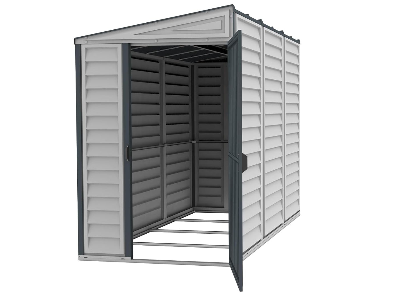SideMate PLUS 4 x 8 Plastic Garden Shed 2.95 m² with Metal Foundation Kit Dark Grey
