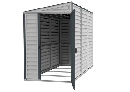 SideMate PLUS 4 x 8 Plastic Garden Shed 2.95 m² with Metal Foundation Kit Dark Grey