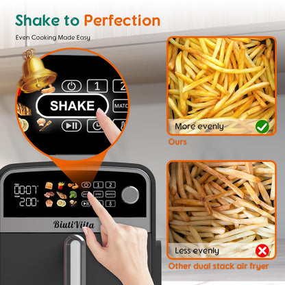 Freestanding Double Stack Airfryer 10L 2400W 9 Functions Black