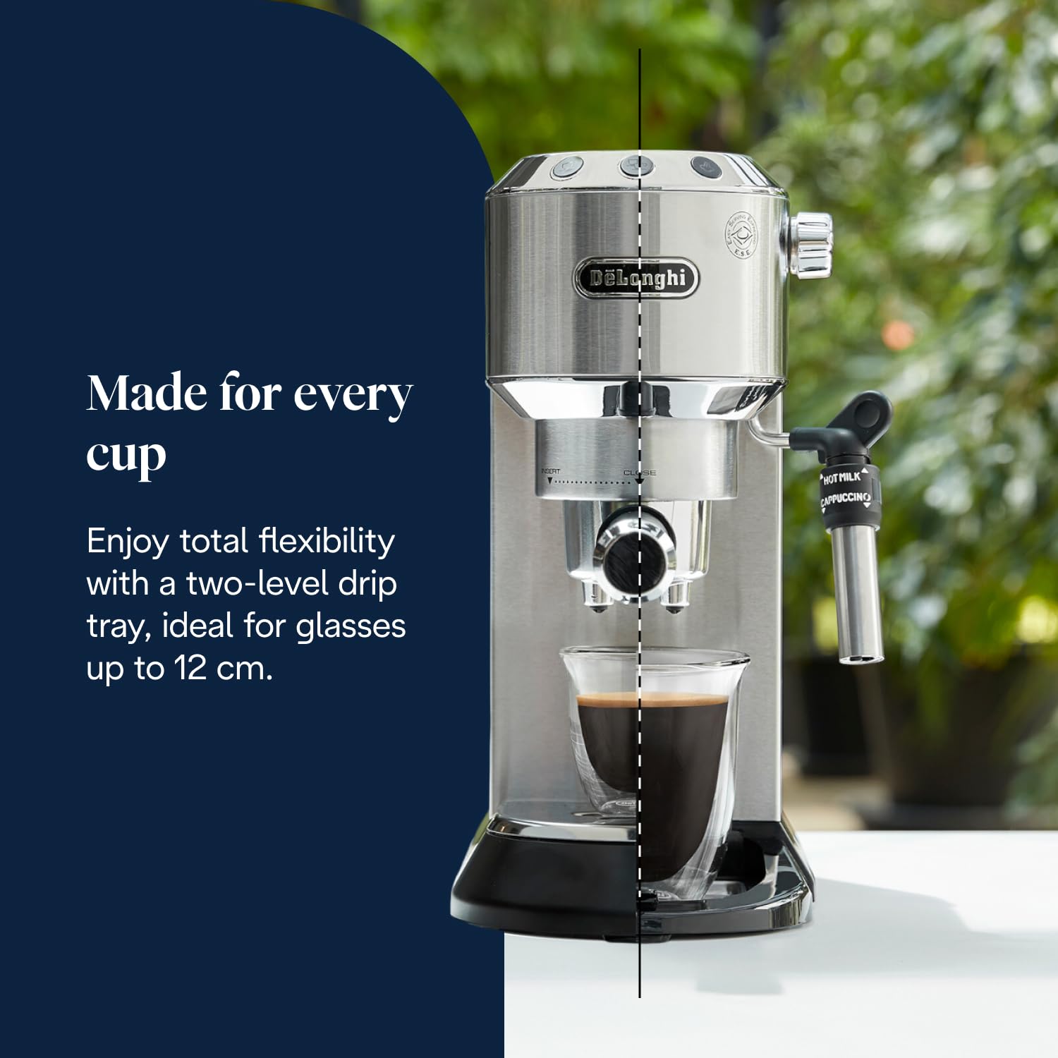 Traditional Pump Espresso Machine 15 Bar Milk Frother Silver
