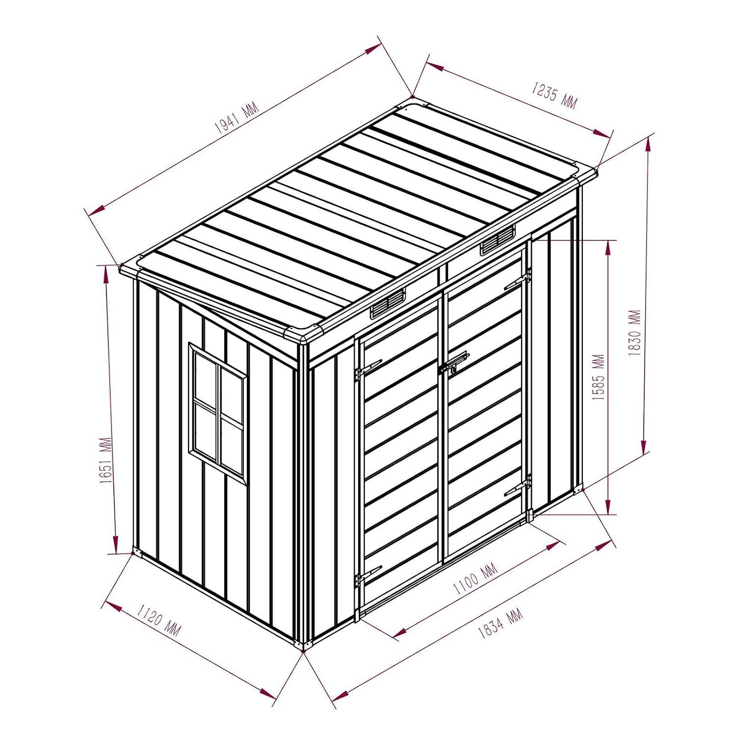 Outdoor Garden Storage Shed 6 X 4 Ft Grey Plastic Aluminium Frame