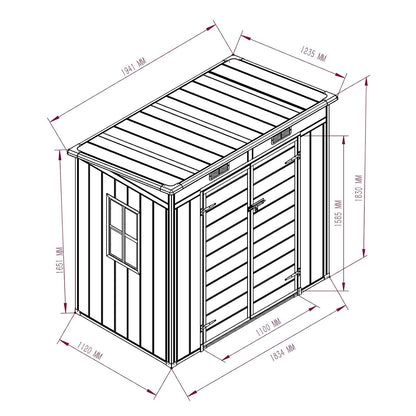 Outdoor Garden Storage Shed 6 X 4 Ft Grey Plastic Aluminium Frame