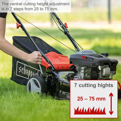 Self-Propelled Petrol Lawn Mower 42cm 131cc 45L Grass Box Red Black