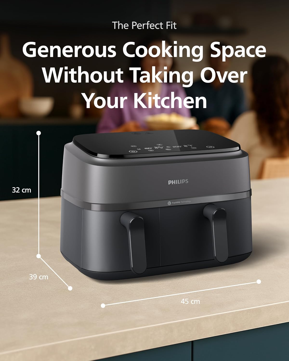 Dual Air Fryer 9L 2750W 13 Presets Digital Touchscreen Black & Silver