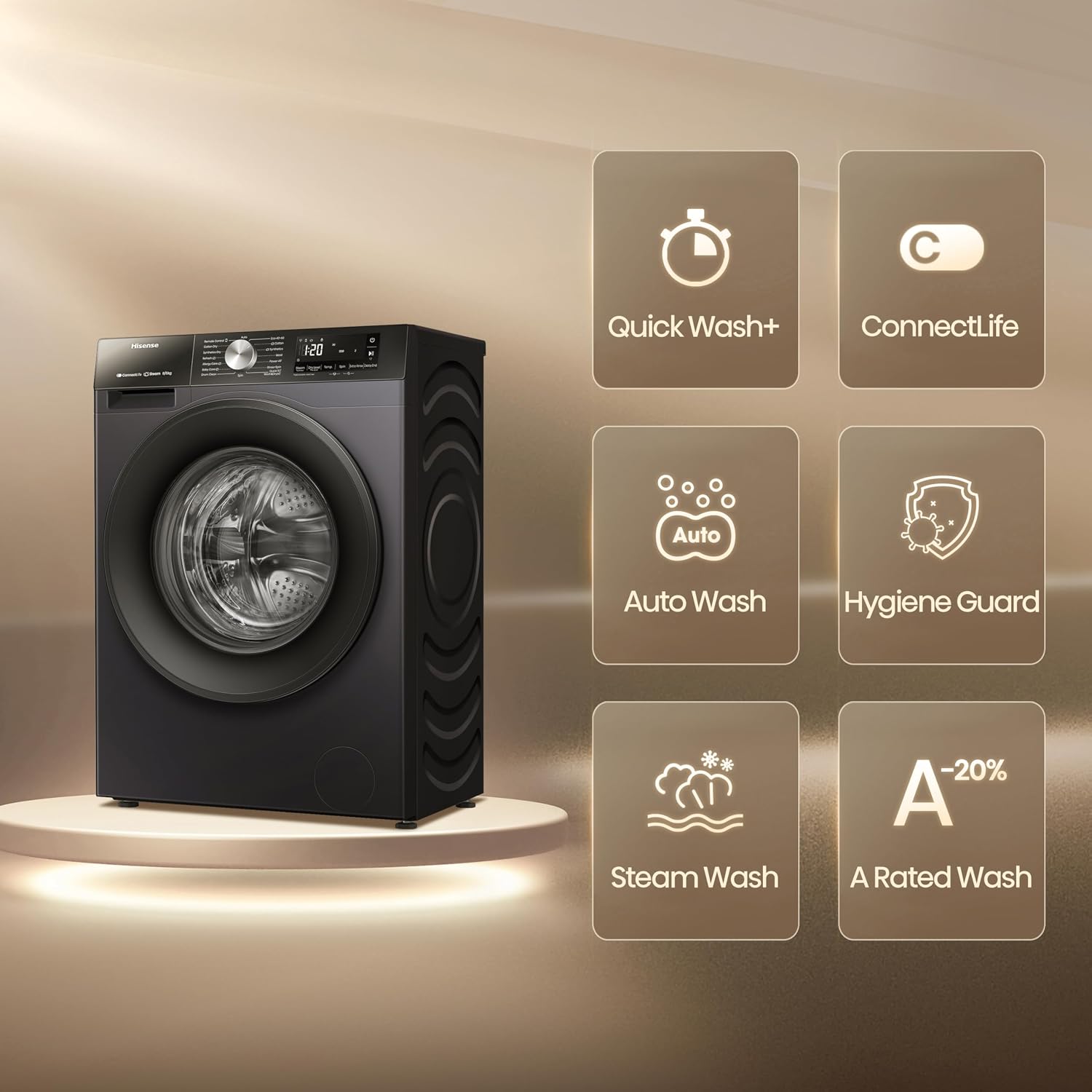 Freestanding Washer Dryer 8Kg Wash 5Kg Dry 1400Rpm Black
