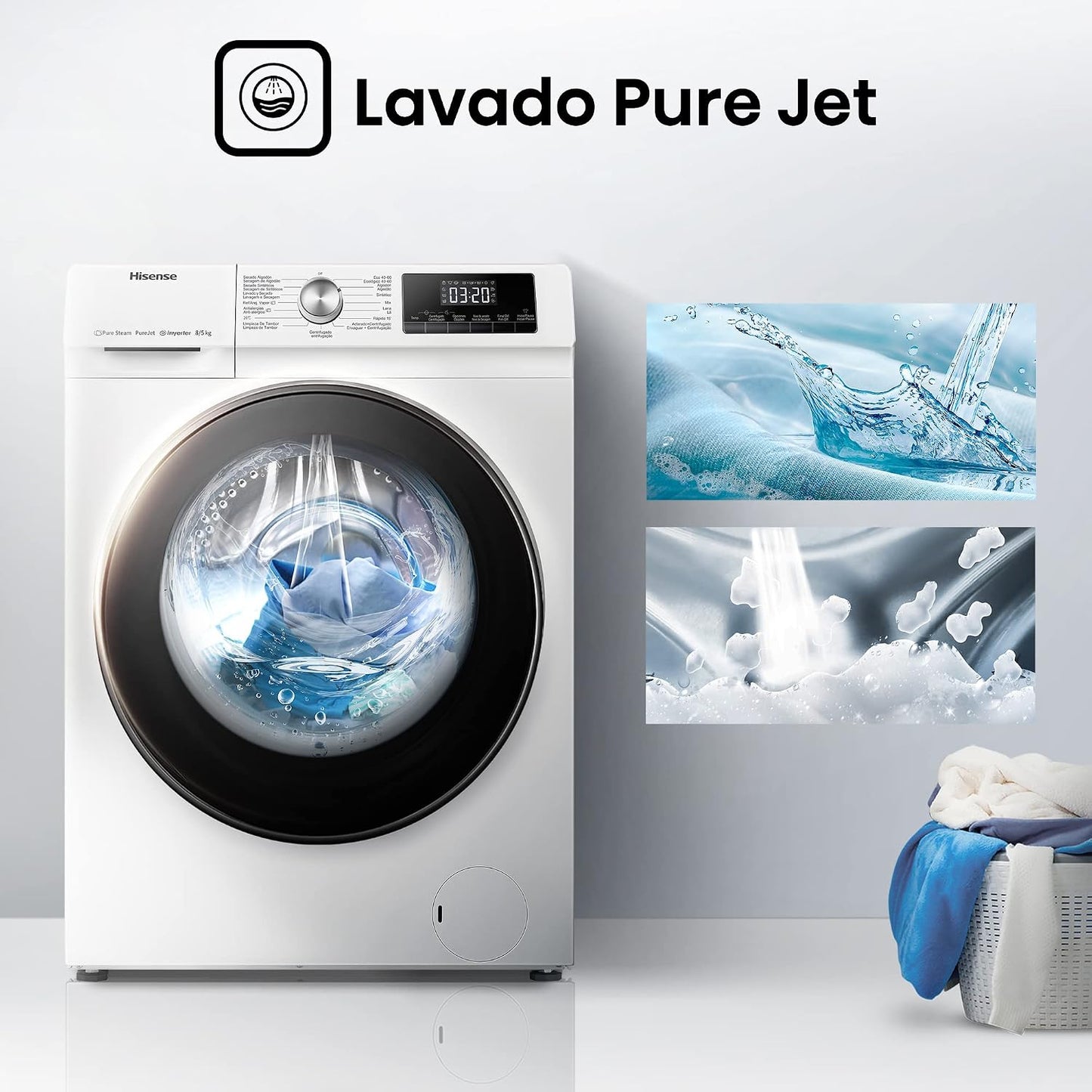 Freestanding Washer Dryer 8Kg Wash 5Kg Dry 1400Rpm Pure Steam White