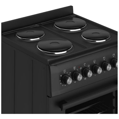 Electric Cooker 62L Oven 4 Hotplates Freestanding 60cm Matte Black