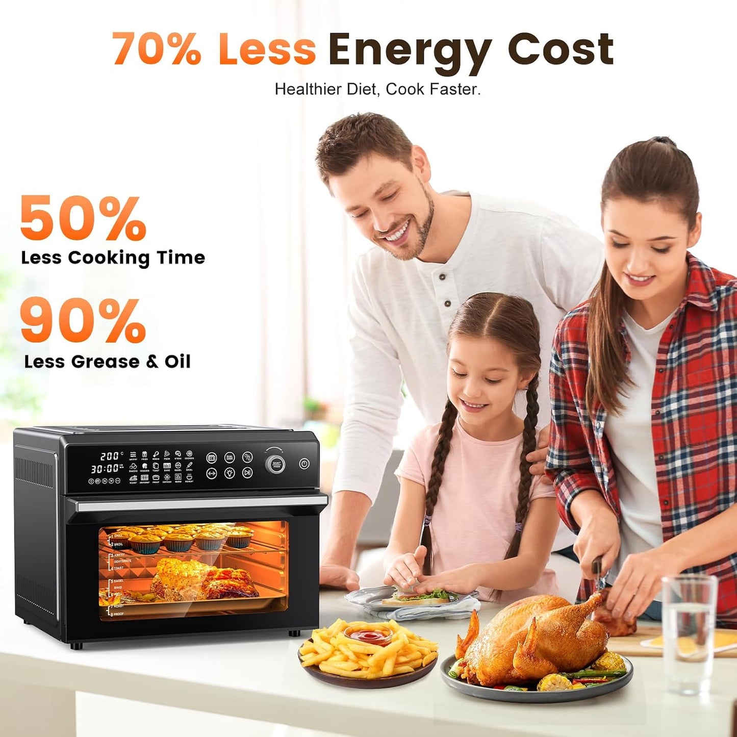 Air Fryer Oven 30L 18 Presets Dual-Cook Digital Touch Black