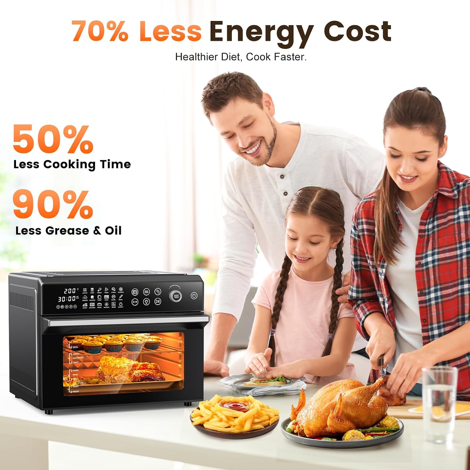 Air Fryer Oven 30L 18 Presets Dual-Cook Digital Touch Black