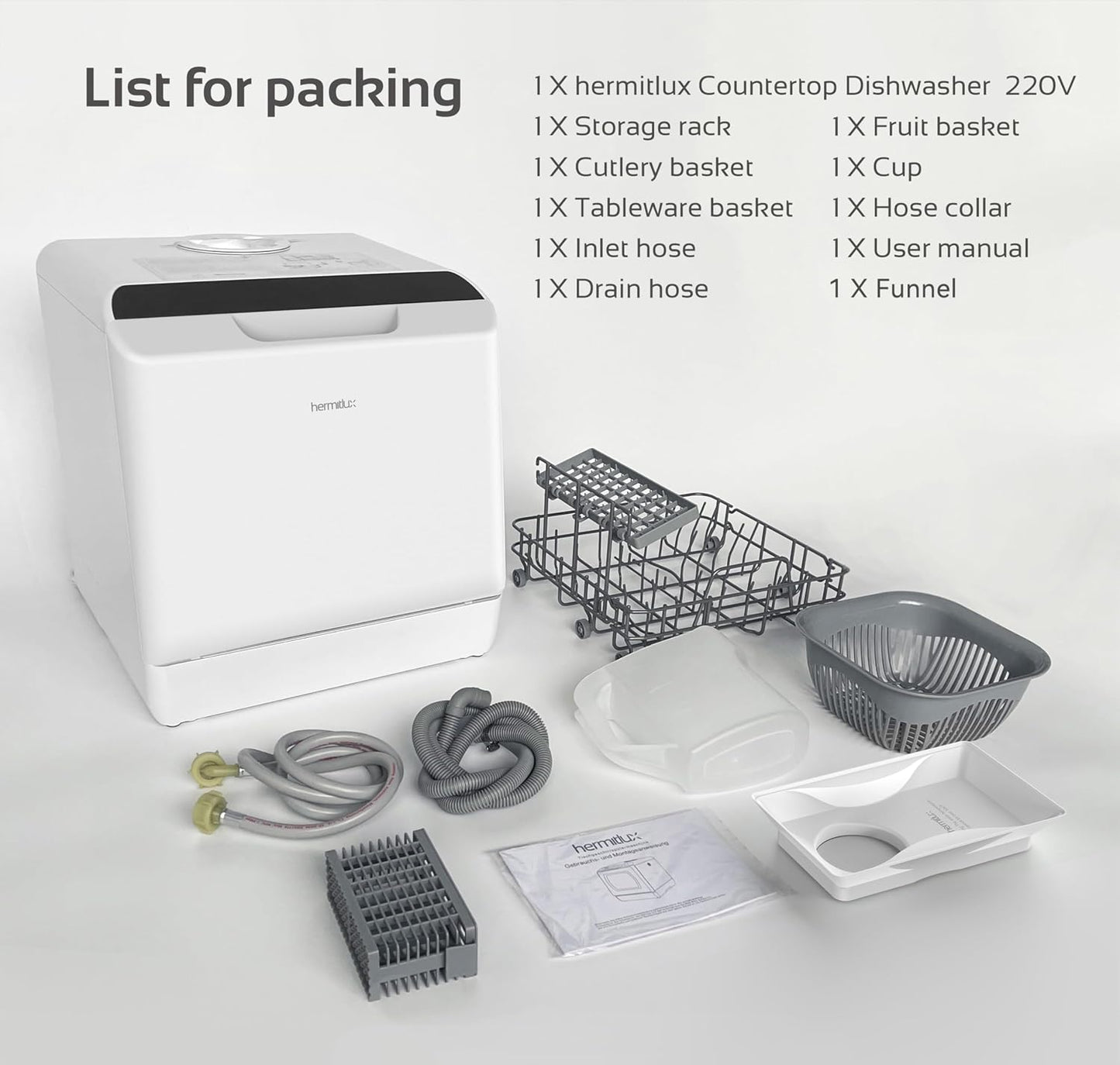 Table Top Dishwasher 5 Place Settings 5L Tank 6 Programmes White