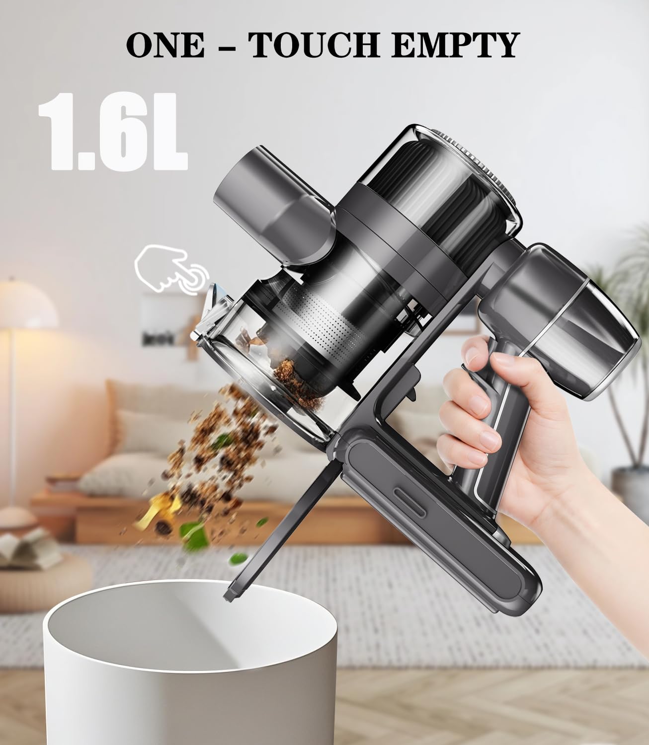 Stick Vacuum 350W 2500mAh 60 Min Runtime Anti-Tangle Grey
