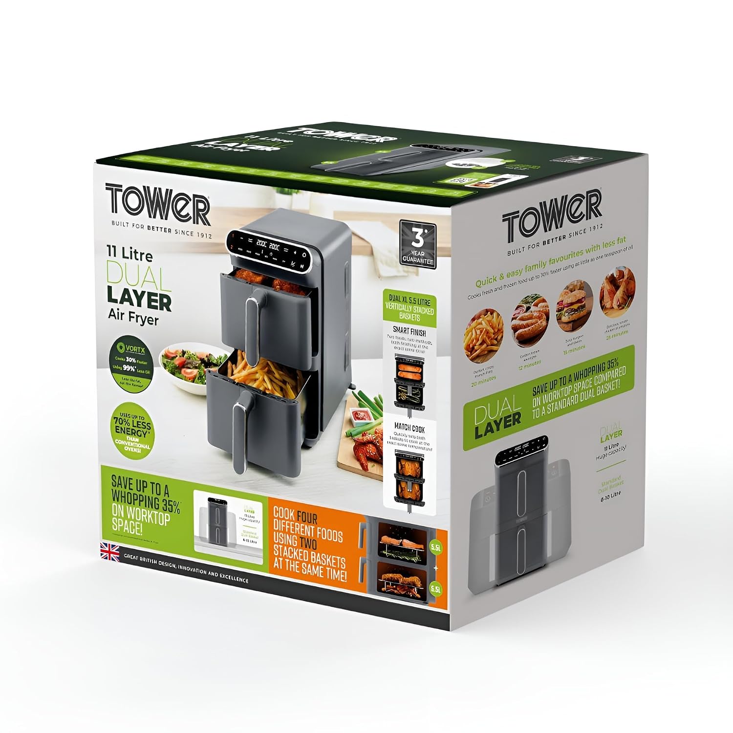 Dual Stack Air Fryer 11L 2460W 6 Presets Graphite