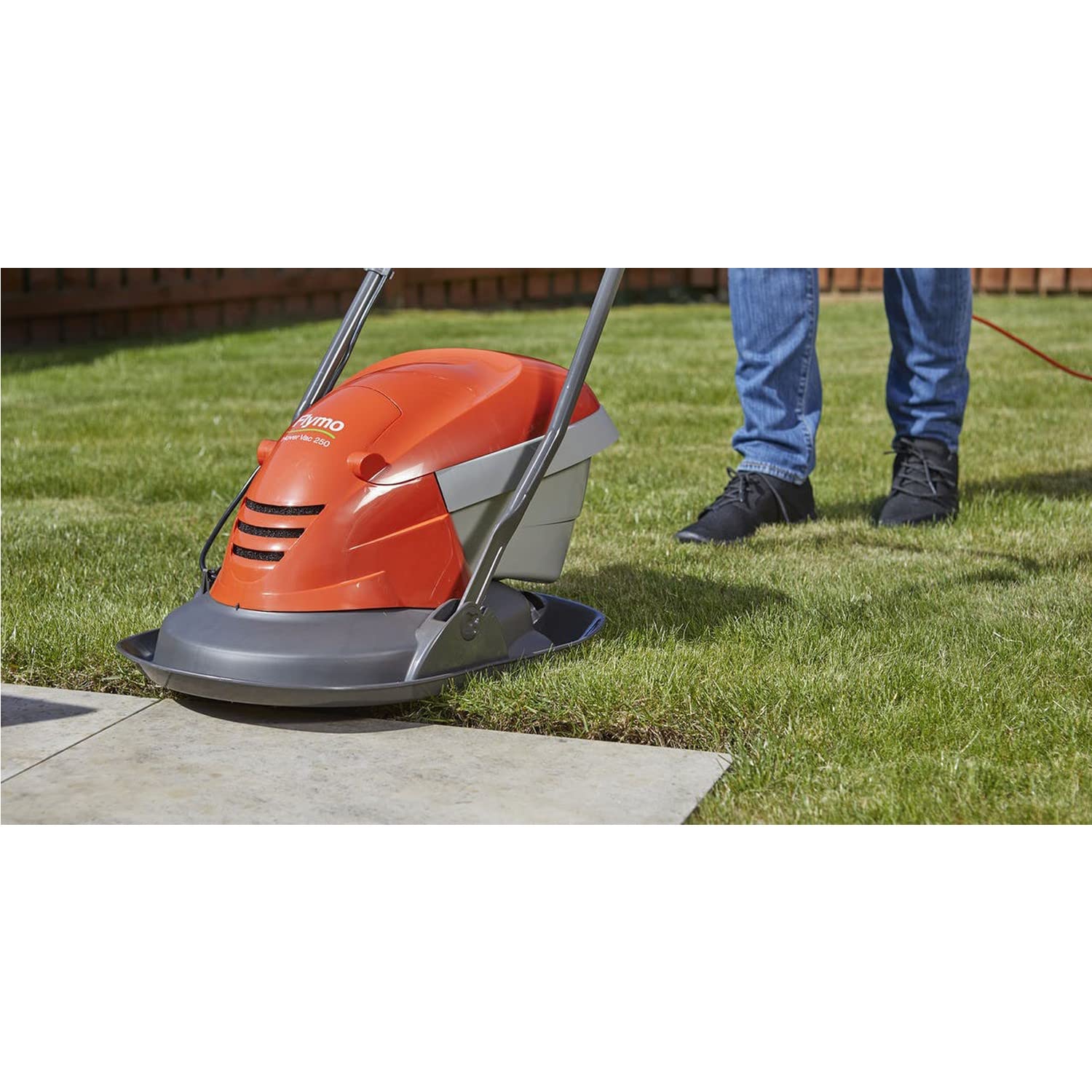 Hover Lawn Mower 25cm 1400W 15L Grass Box 4 Cutting Heights Orange Grey
