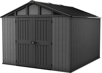 10x15ft Stronghold Outdoor Storage Shed — Wood-Effect, Weatherproof & Steel-Reinforced