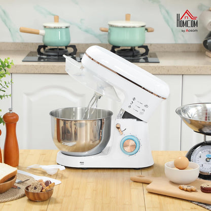 Stand Mixer 1400W 5L 6 Speeds Pulse Setting Stainless Steel Bowl White