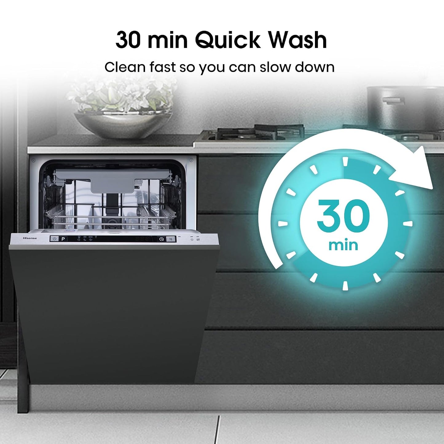 Built-In Dishwasher 10 Place Settings 7 Programs White 30 Min Quick Wash