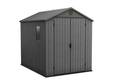 Outdoor Garden Storage Shed 6 X 8 Ft Grey Resin Double Doors