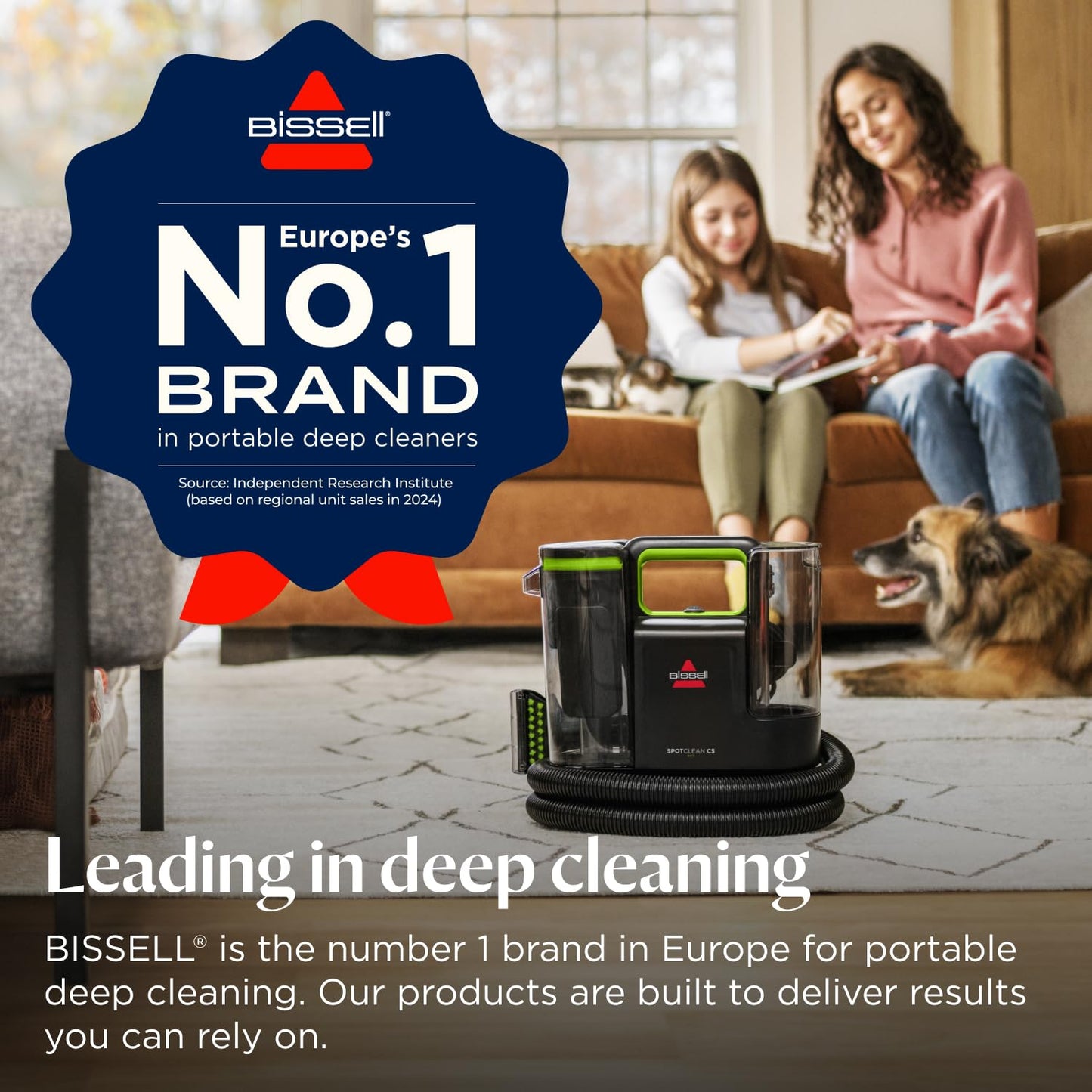 Portable Carpet Cleaner 16,400Pa Suction Dual Tank Black